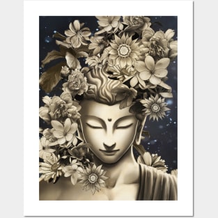 Buddha flowers meditation Posters and Art